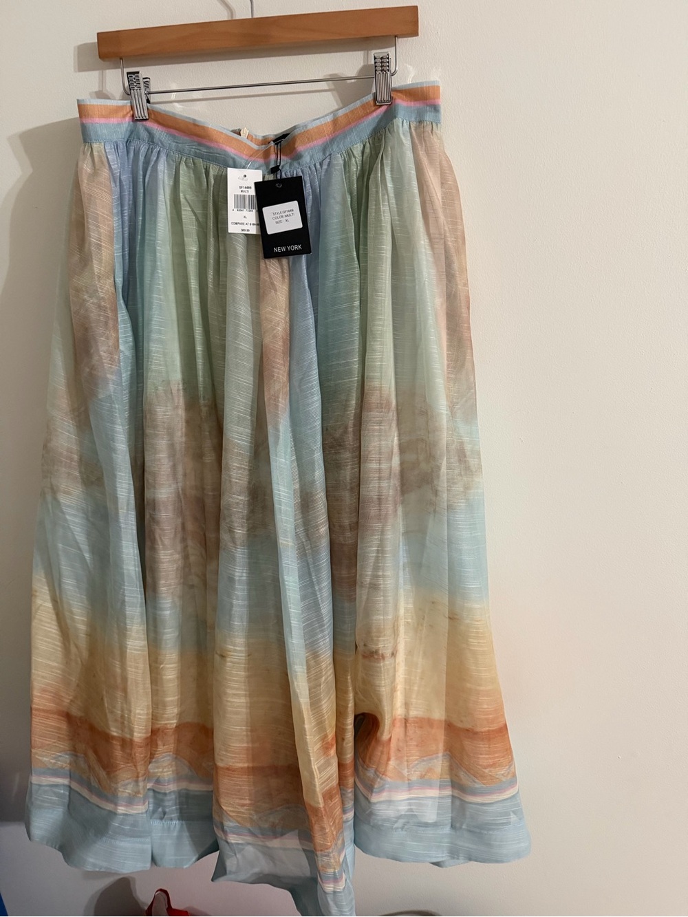 Pleated Pastel Maxi Skirt - Multicolor NWT